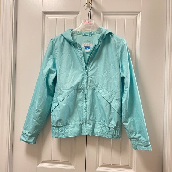 Columbia Aqua Windbreaker Omni-Tech Hooded Rain Jacket Girls - (14/16) Large - Picture 1 of 13